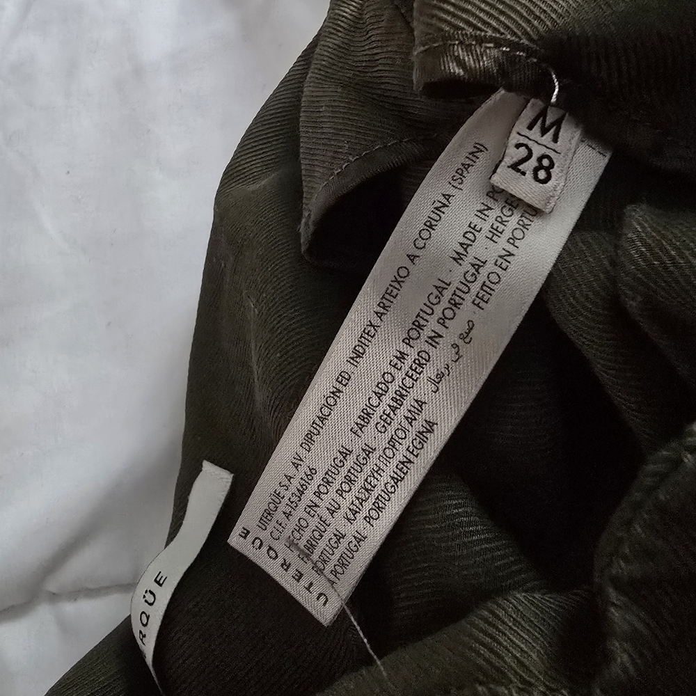 Uterque Straight Trousers Olive Green Made in Spain - Picture 8 of 15